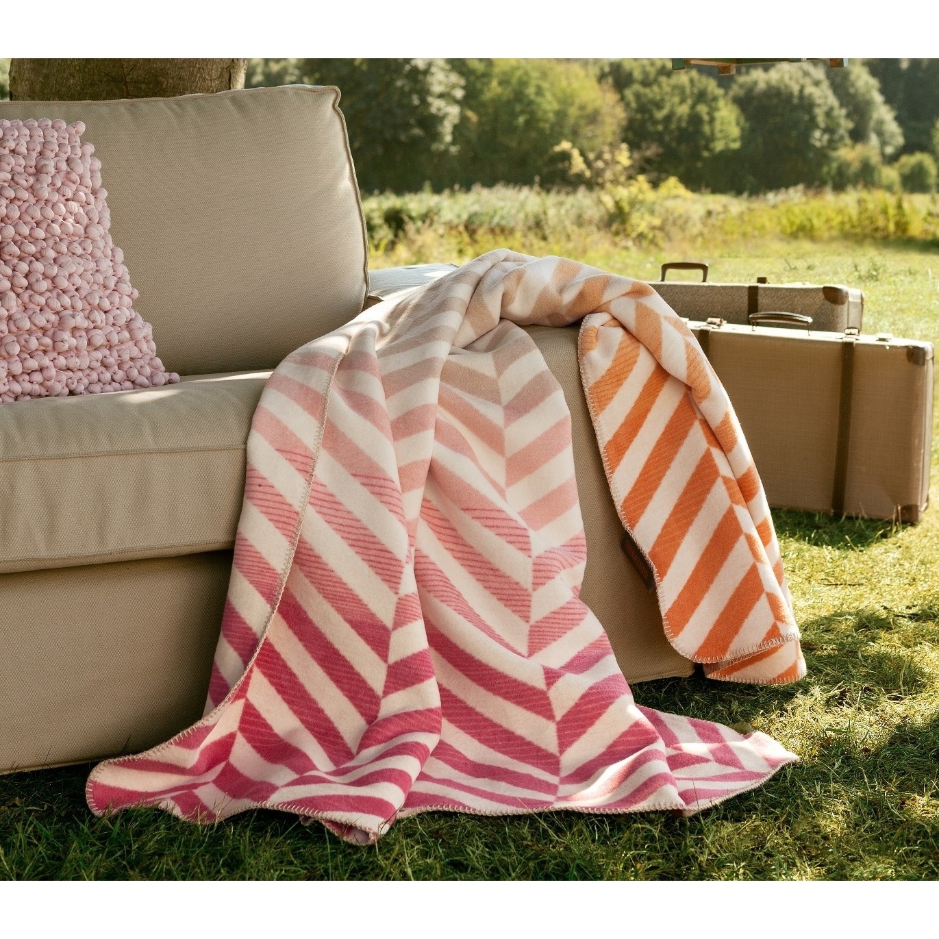 Sorrento Pastel Chevron Jacquard Throw