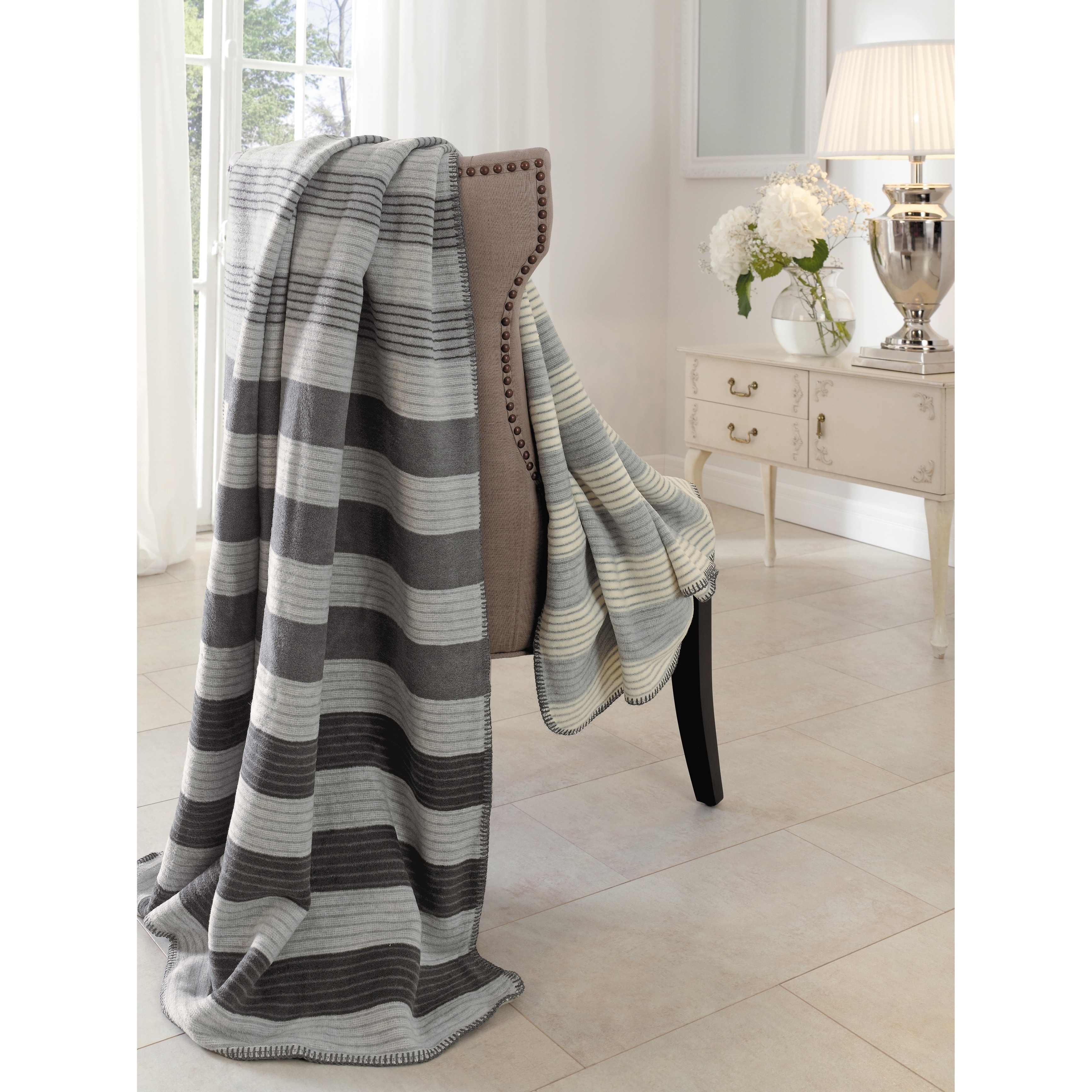 Sorrento Grey Stripe Variations Jacquard Throw