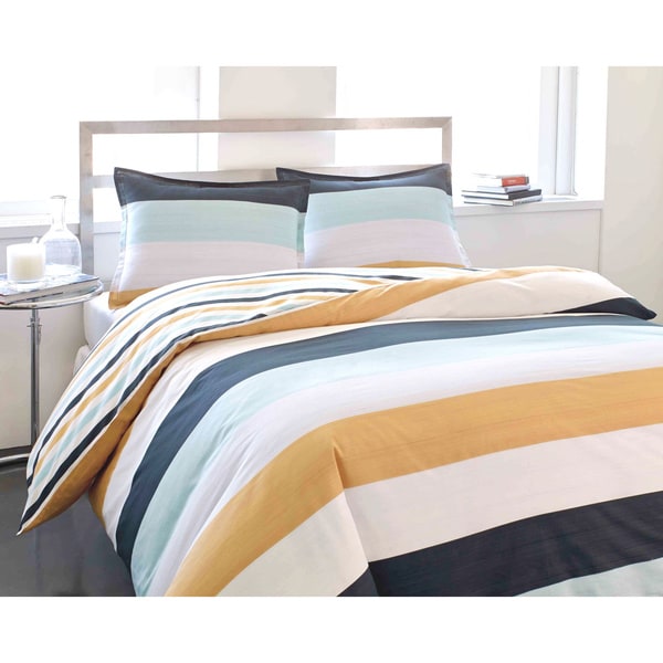 Shop City Scene Sandbar Stripe Cotton 3-piece Duvet Cover Set - Free ...