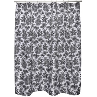 Black and White Floral Shower Curtain - Overstock - 8967768