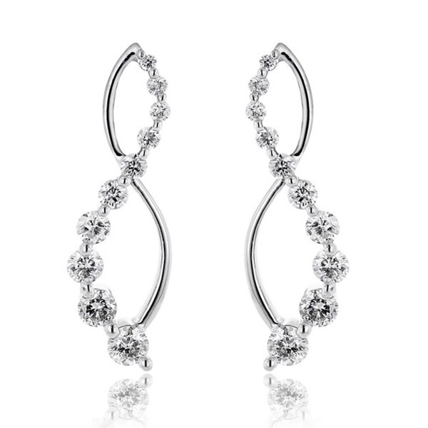 Luxurman 14k White Gold 1 10ct Journey Diamond Dangle Luxurman 14k White Gold 1 10ct Journey Diamond Dangle Earrings