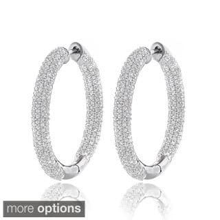 Hoop 2 To 5 Carats Diamond Earrings Online At Luxurman 14k White Gold 2 5 8ct Tdw Inside Out Pave Diamond Hoop Earrings
