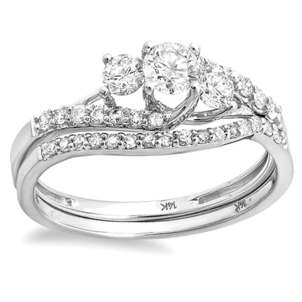 14k White Gold 4/5ct TDW Round Diamond Bridal Set (H I, I1 I2) Bridal Sets