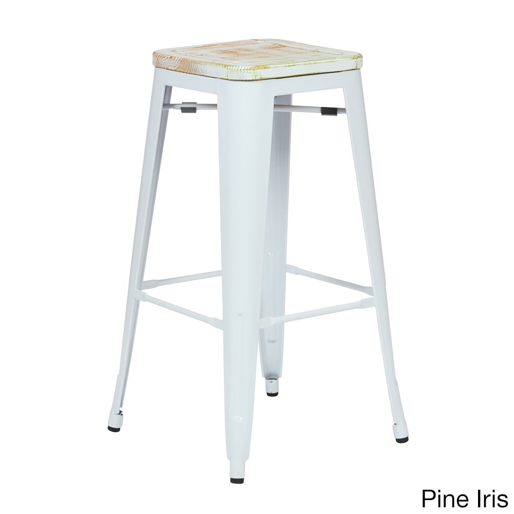 White Frame Cafe Bistro Vintage Bar Stool (4 Pack)