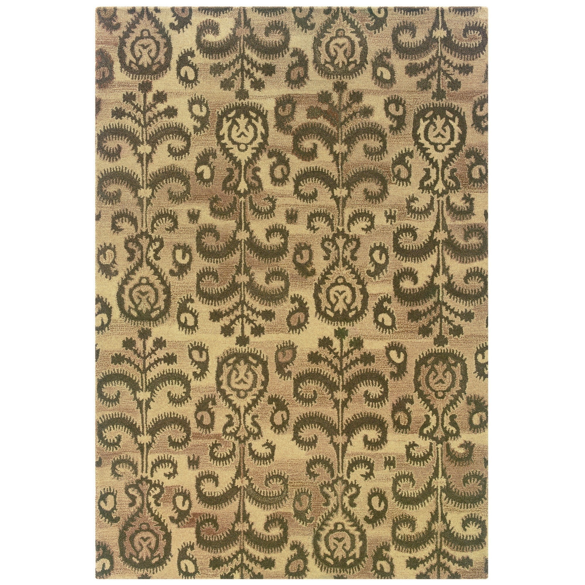 Style Haven Ikat Floral Hand made Beige/ Brown Rug (8 X 10) Beige Size 8 x 10