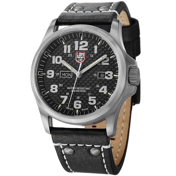 Luminox Men's A.1921 'Atacama' Carbon Fiber Dial Black Leather Strap ...