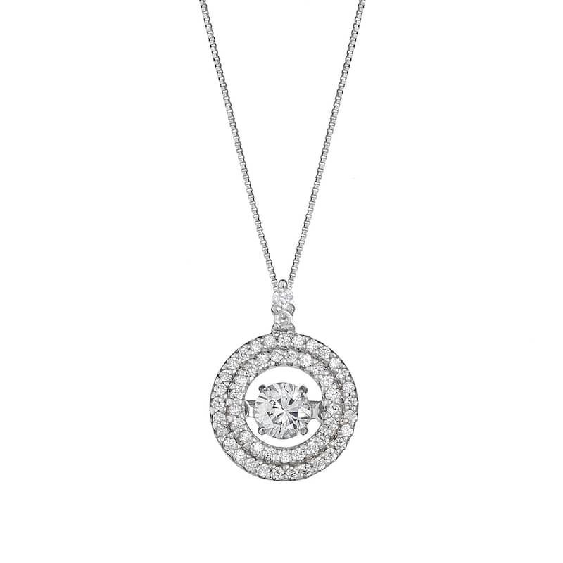 Auriya 14k Gold 1/2ct TDW 'Dancing Stone' Double Halo Diamond Circle Necklace