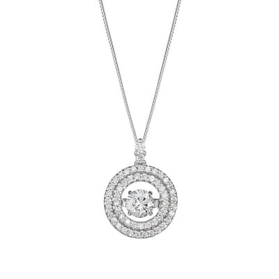 Auriya 14k Gold 1/2ct TDW 'Dancing Stone' Double Halo Diamond Circle Necklace