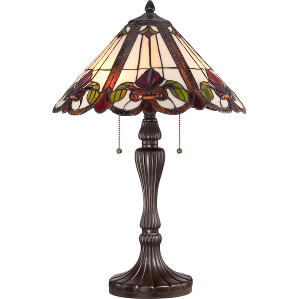 Fields Western Bronze Finish Tiffany-style Glass 2-light Table Lamp