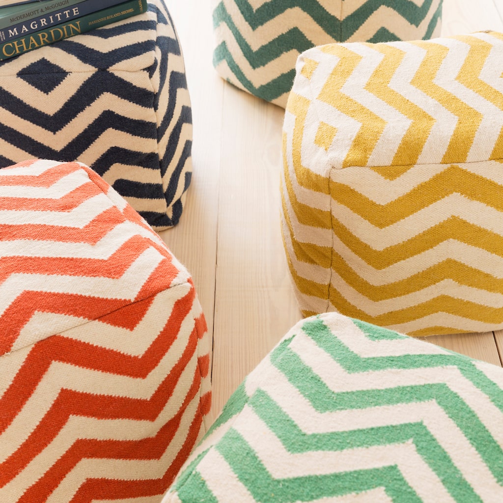 Wave Large Chevron 18-inch Cube Pouf