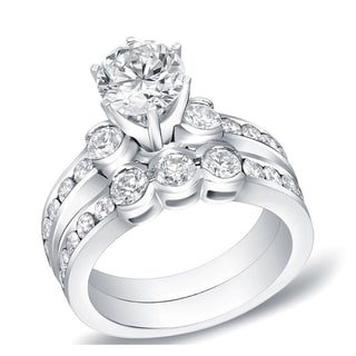 18k White Gold 1 3/4ct TDW Round Three Stone Diamond Bridal Set (I, SI3 ...