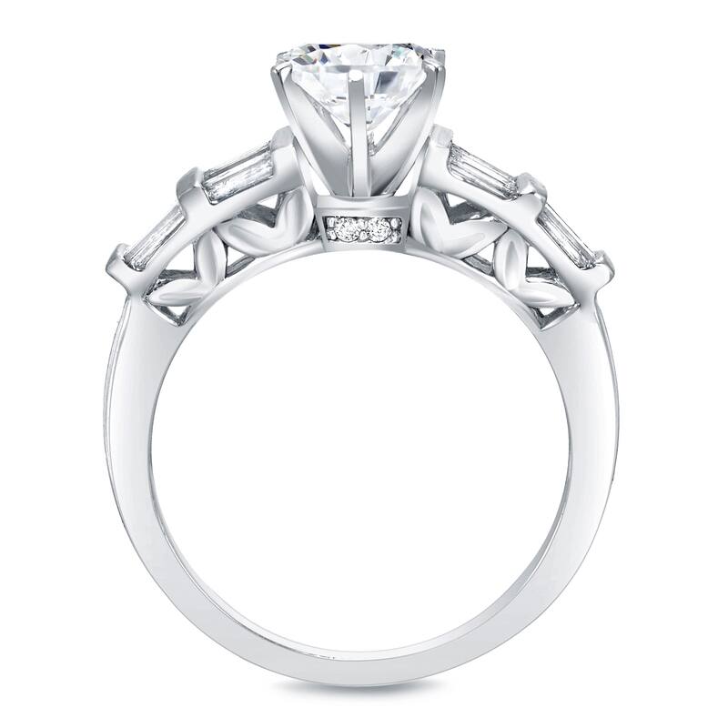 Auriya 14k White Gold 2ct TDW Certified Round and Baguette Diamond Bridal Ring Set (H-I, SI1-SI2)