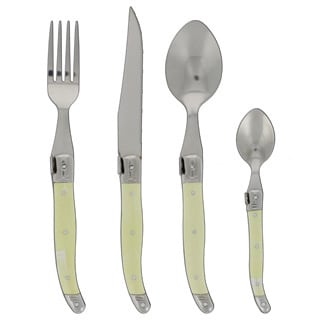 French Home 24 piece Faux Ivory Handles Laguiole Style Flatware Set