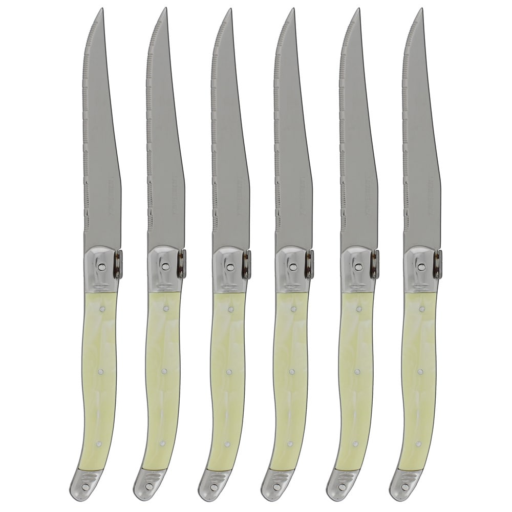 French Home Laguiole Faux Yellow Ivory Steak Knives, Set of 4