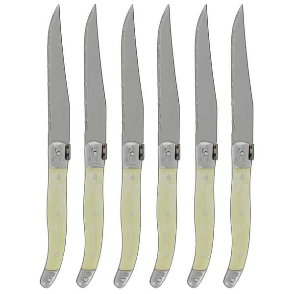 French Home Laguiole Connoisseur Steak Knives with Olive Wood Handles (Set of 4)