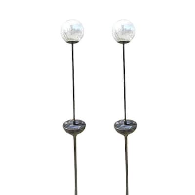 Tricod Solar-powered Clear Crackle Glass Color Changing Light (Set of 2)