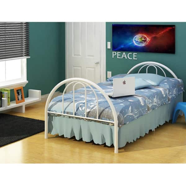 slide 2 of 2, Rack Brooklyn White Steel Twin Bed