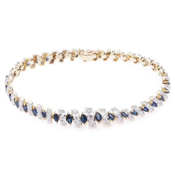 14k Yellow Gold 2 1/4ct TDW Sapphire Estate Bracelet (I J, SI3) Estate and Vintage Bracelets