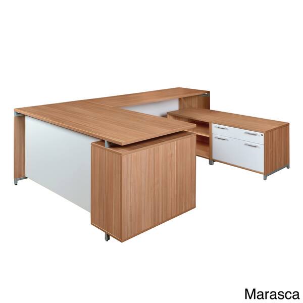 Shop 71 Inch U Desk With Lateral File Open Storage Cabinet Low Credenza Overstock 8969220