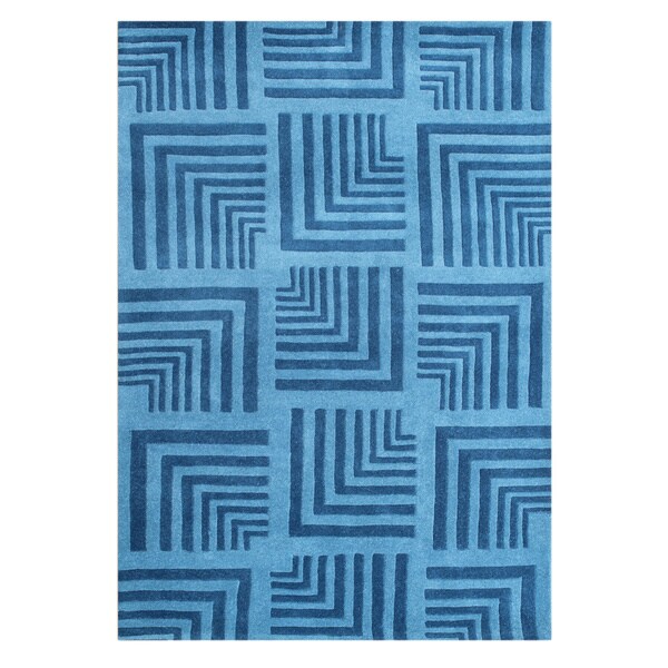 Handmade Azure Blue New Zealand Blend Wool Rug (5 x 8)   16178131
