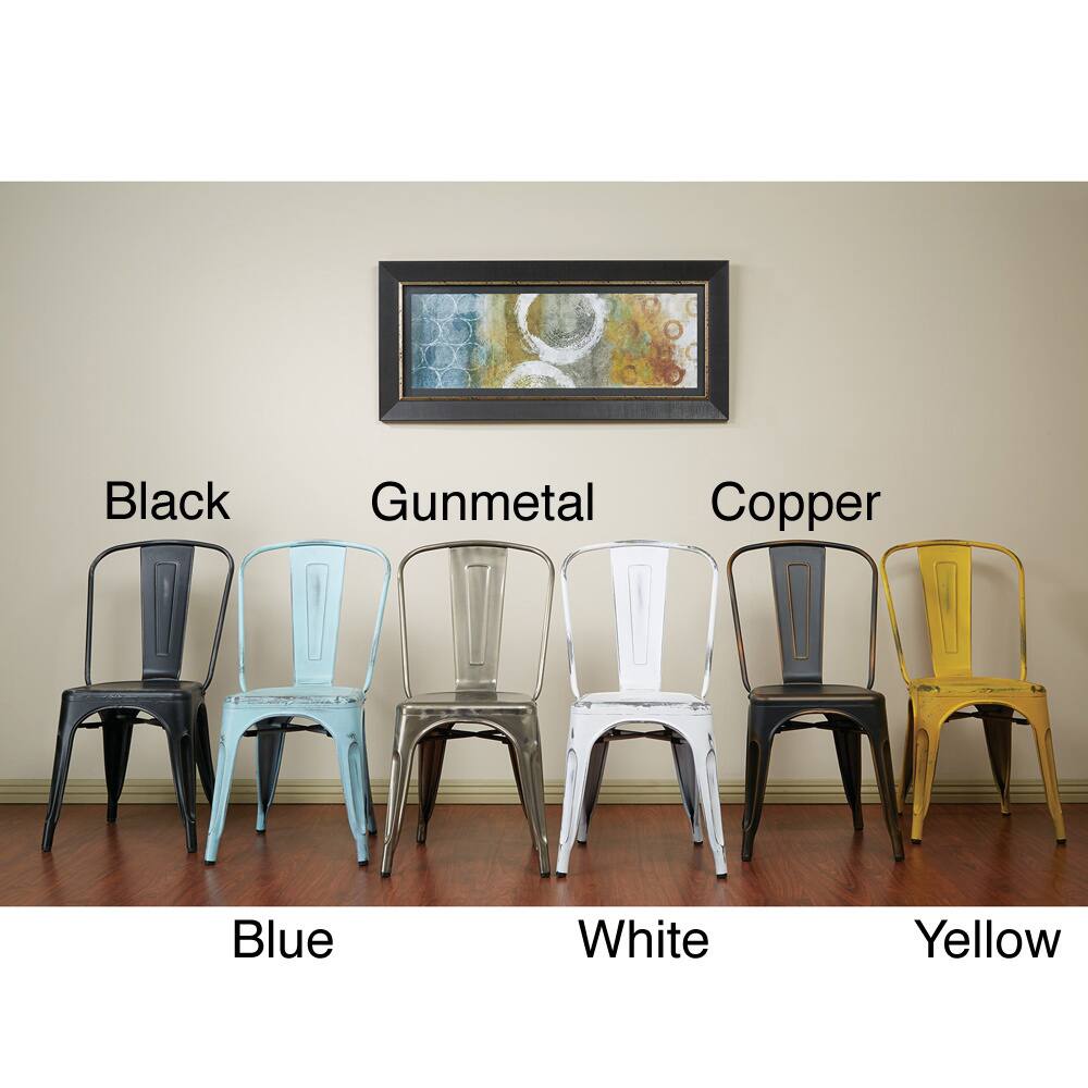 Vintage Antique Finish Modern-style French Sheet Metal Cafe and Bistro Armless Chairs (Set of 4)