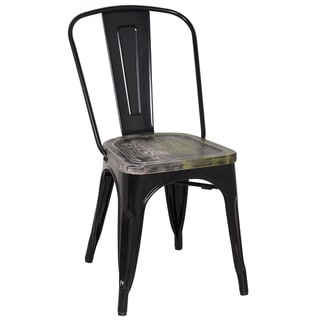 Black Frame Vintage Sheet Metal French Cafe and Bistro Armless Chairs ...