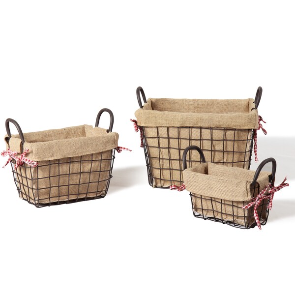 Shop Adeco Rectangular Rustic Iron Multipurpose Baskets (Set of 3