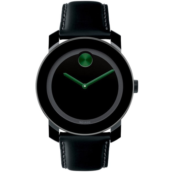 Movado Bold 3600185 Black/ Green Leather Watch Movado Men's Movado Watches