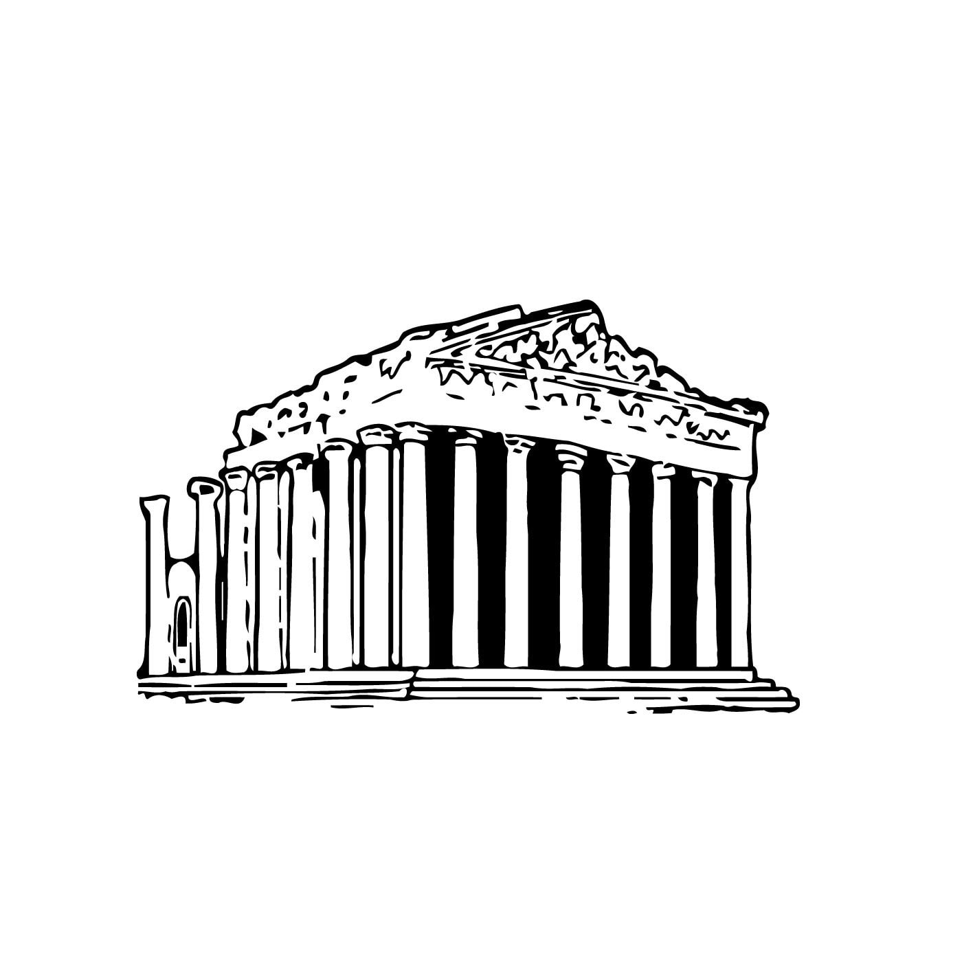 Pantheon Vinyl Wall Decal (BlackEasy to apply You will get the instructionDimensions 22 inches wide x 35 inches long )