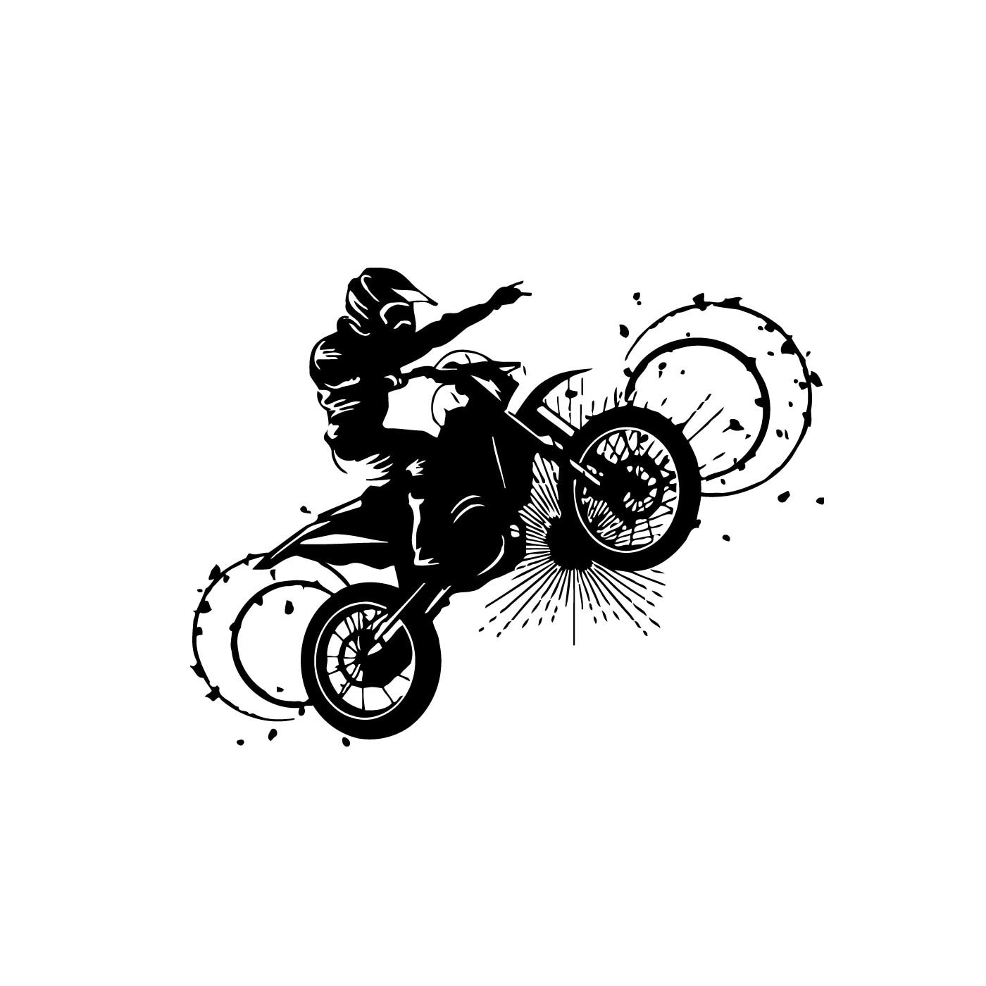 Motocross Bike Stunt Dirt Racing 3D Smashed Wall Sticker Poster Vinyl
