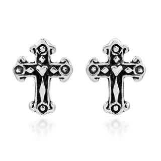 Little Diva Diamonds Sterling Silver Childrens Diamond Cross Earrings