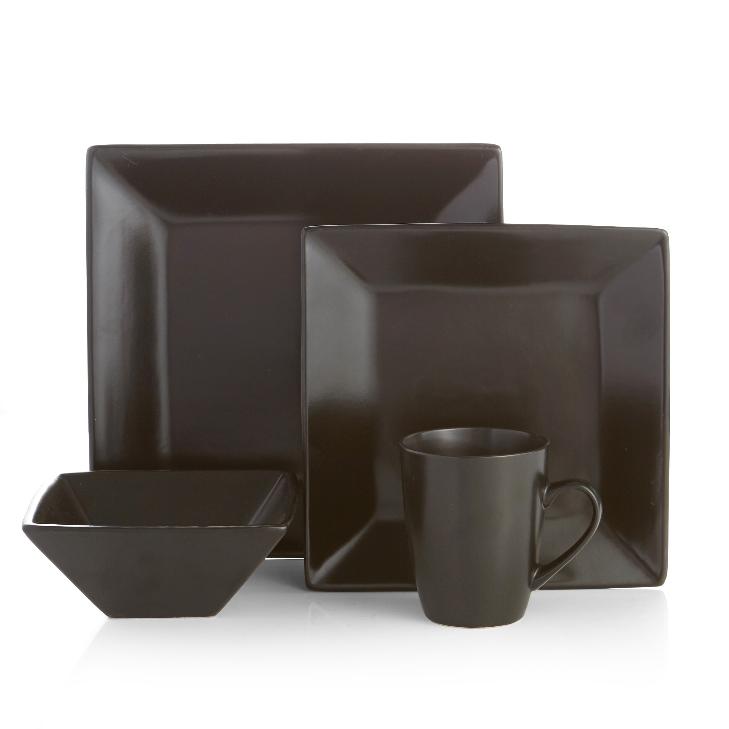 American Atelier Harmony Black Earthenware 16 piece Dinnerware Set