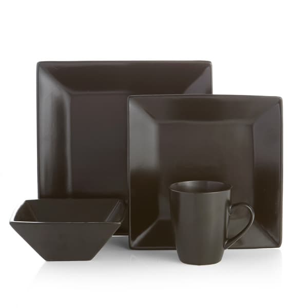 American Atelier Harmony Black Earthenware 16 piece Dinnerware Set American Atelier Casual Dinnerware