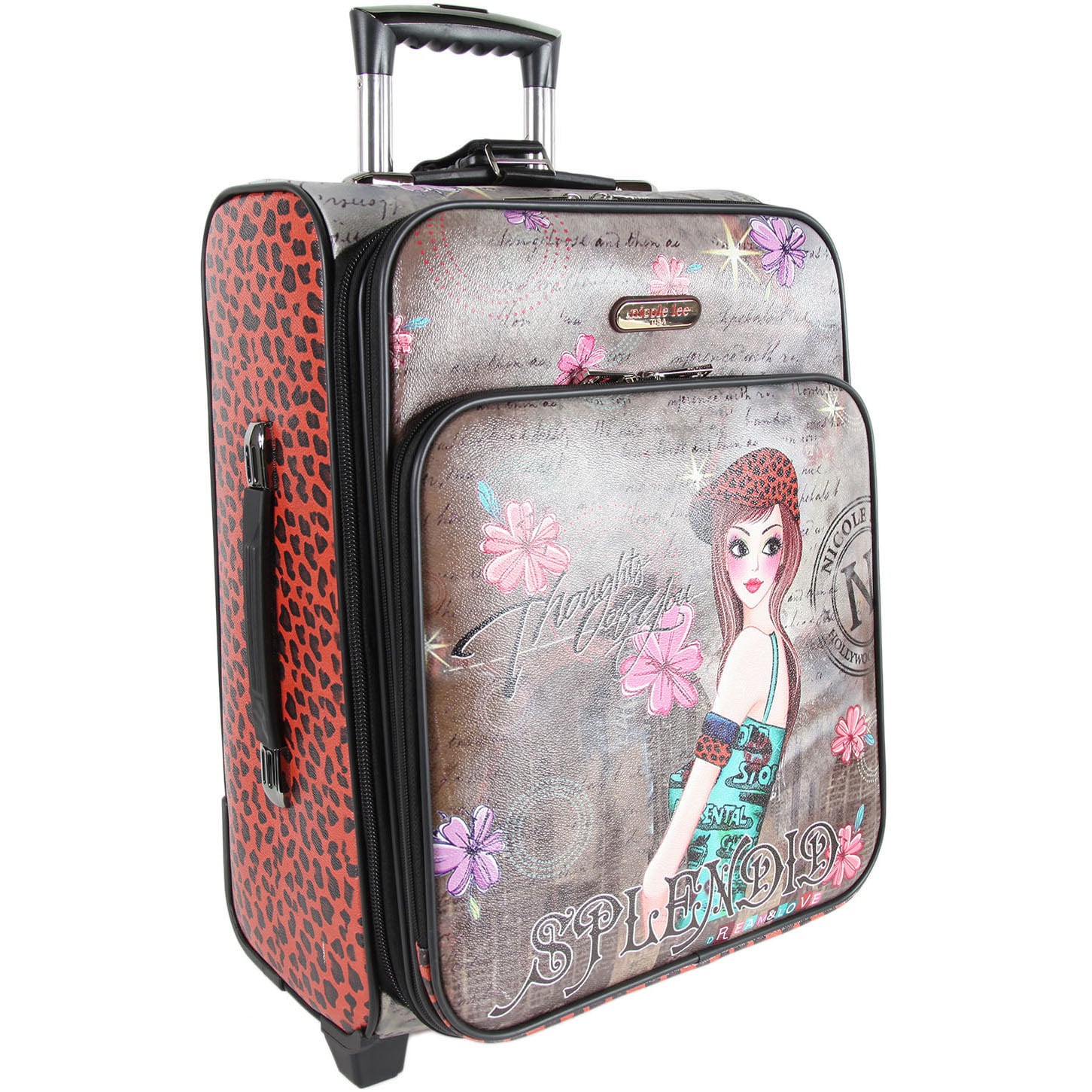 Nicole Lee Tina Print 20 inch Expandable Rolling Carry on