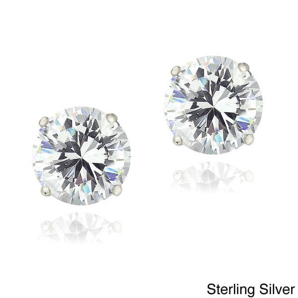 Zirconia Ice Sterling Silver 4ct TGW Round Solitaire Swarovski Zirconia Stud Earrings ICZ Stonez Cubic Zirconia Earrings