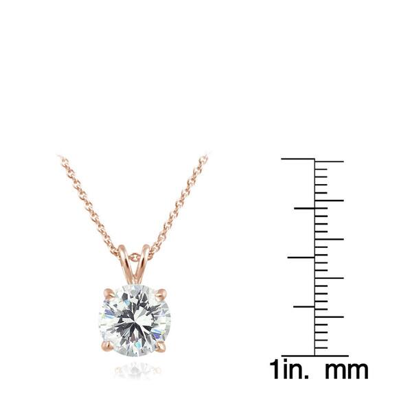 dimension image slide 2 of 3, Ice Sterling Silver 2ct TGW Round Cubic Zirconia Solitaire Pendant Necklace