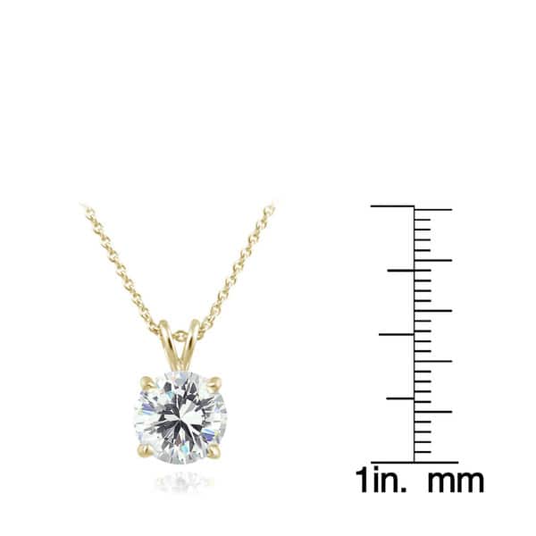 dimension image slide 0 of 3, Ice Sterling Silver 2ct TGW Round Cubic Zirconia Solitaire Pendant Necklace