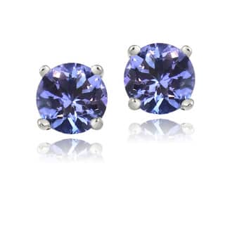 Tanzanite Gemstone Earrings For Less Glitzy Rocks Sterling Silver Tanzanite Round 6mm Stud Earrings