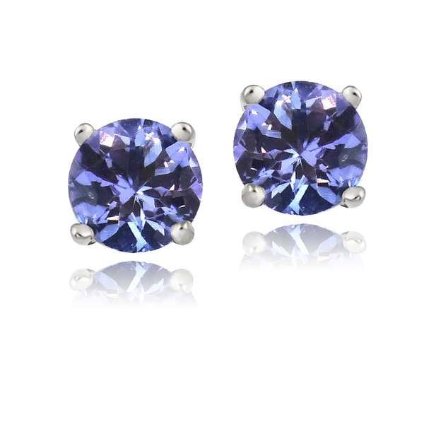 Glitzy Rocks Sterling Silver Tanzanite Round 6mm Stud Earrings