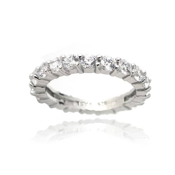 Shop Zirconia Ice Sterling Silver Eternity Band Swarovski Zirconia Ring Overstock 8970719