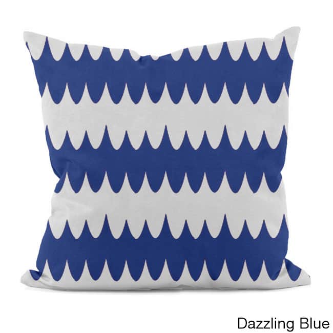 Bright Scalloped Stripe 18x18-inch Decorative Pillow - Dazzling Blue