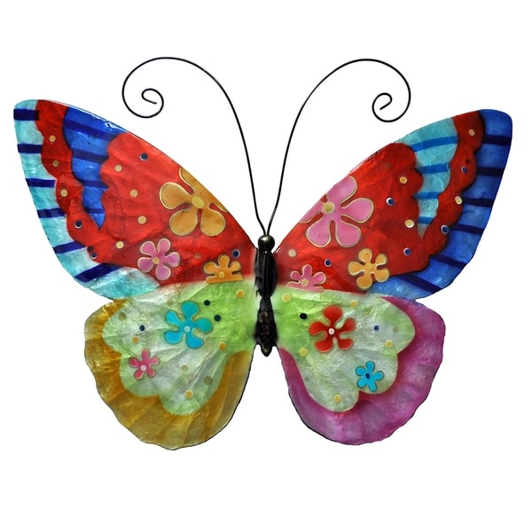 HandmadeMulti-colored Metal and Capiz Butterfly Wall Art , Handmade in Philippines