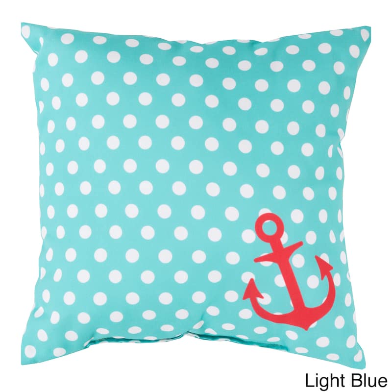 Polka Sea Anchor Indoor/Outdoor Decorative Throw Pillow - Blue - 18 x 18