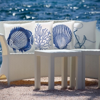 Blue Sea Print Indoor/Outdoor Decorative Throw Pillow