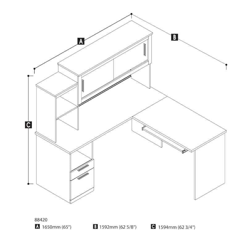 Bestar Dayton Melamine Reversible L-shaped Desk