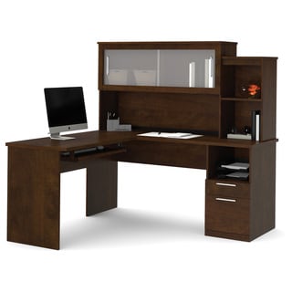 Bestar Dayton Melamine Reversible L-shaped Desk (Chocolate)