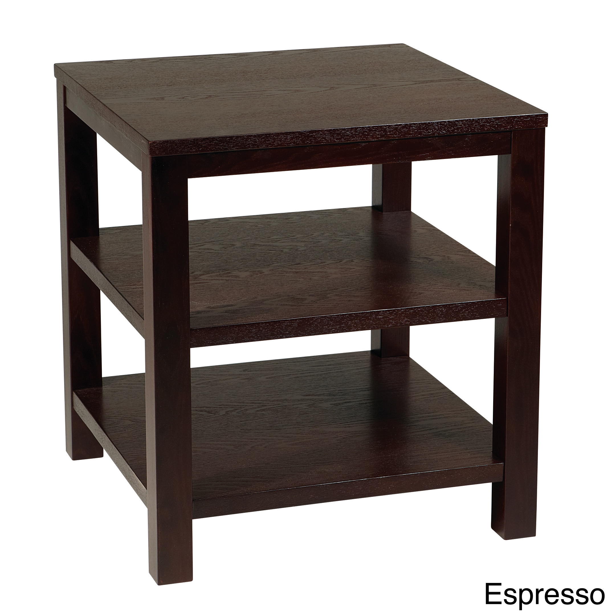 Merge 20 Square End Table With Solid Wood And Tiered Shelves