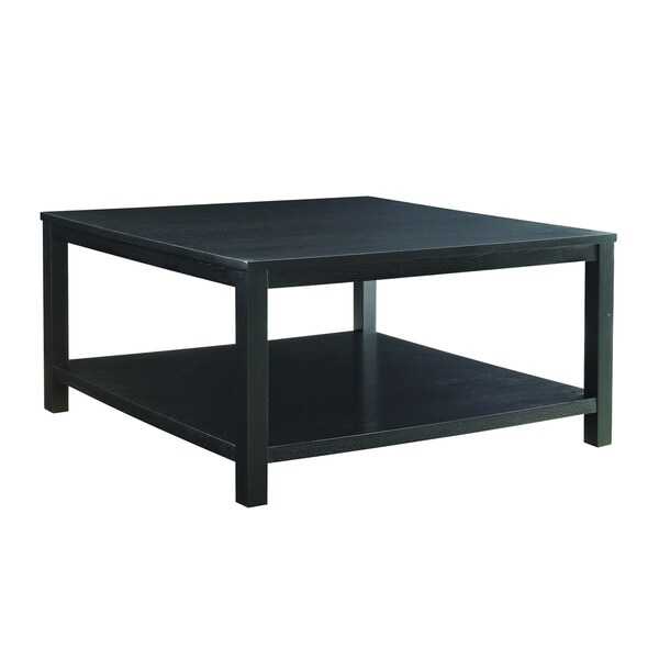 Shop Square Coffee Table w/ Dual Shelves Solid Wood Legs & Wood Grain ...