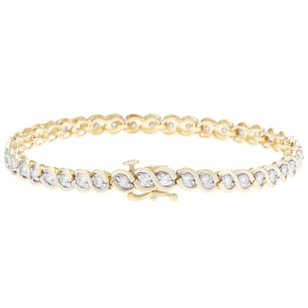 14k Yellow Gold 3ct Two tone Diamond Bracelet (G H I1 I2)