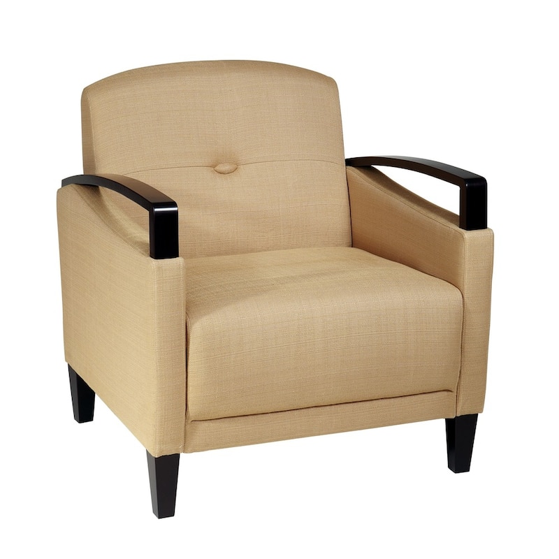 Main St. Woven Chair w/ Interlace Weave Fabric & Espresso Finish Wood Arms & Legs - Yellow